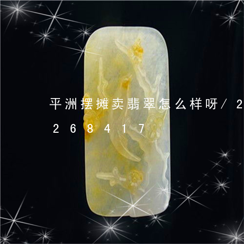 平洲摆摊卖翡翠怎么样呀/2023110268417