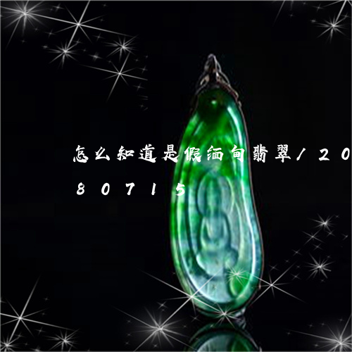 怎么知道是假缅甸翡翠/2023092880715