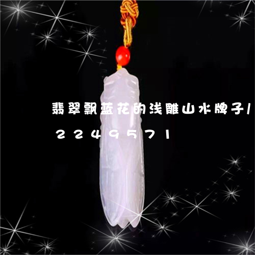 翡翠飘蓝花的浅雕山水牌子/2023072249571