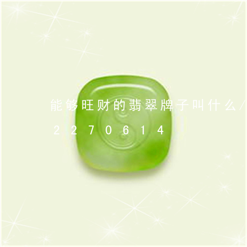 能够旺财的翡翠牌子叫什么/2023072270614