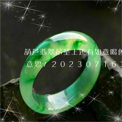 葫芦翡翠吊坠上还有如意喝兽的图案是什么意思/2023071635931