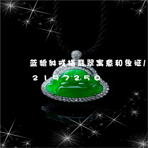 蓝貔貅戒指翡翠寓意和象征/2023072197250